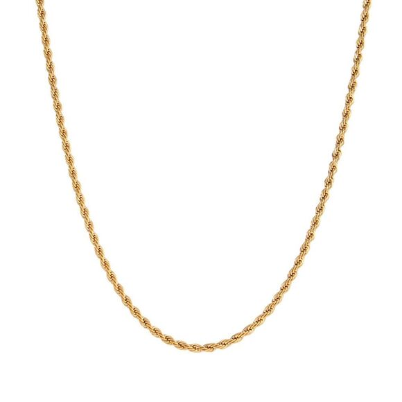 18K Gold Rope Chain Necklace Waterproof Jewelry RN8 - Picture 2 of 3
